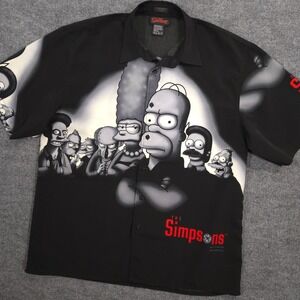 Vintage The Simpsons Shirt Mens XL Black Sopranos Print Homer Krusty Ned Apu